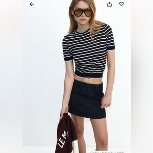 Navy blue/ white Striped Cropped Top